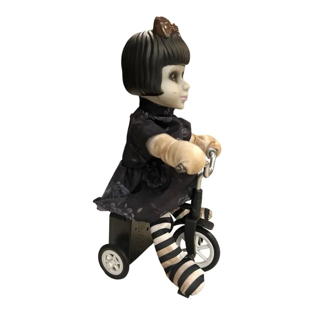 Animated Haunted Rag Doll On Tricycle Halloween Decor Lights Talks  Creepy Moves